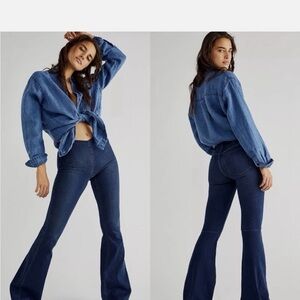 We The Free Dark Blue Flare Jeans